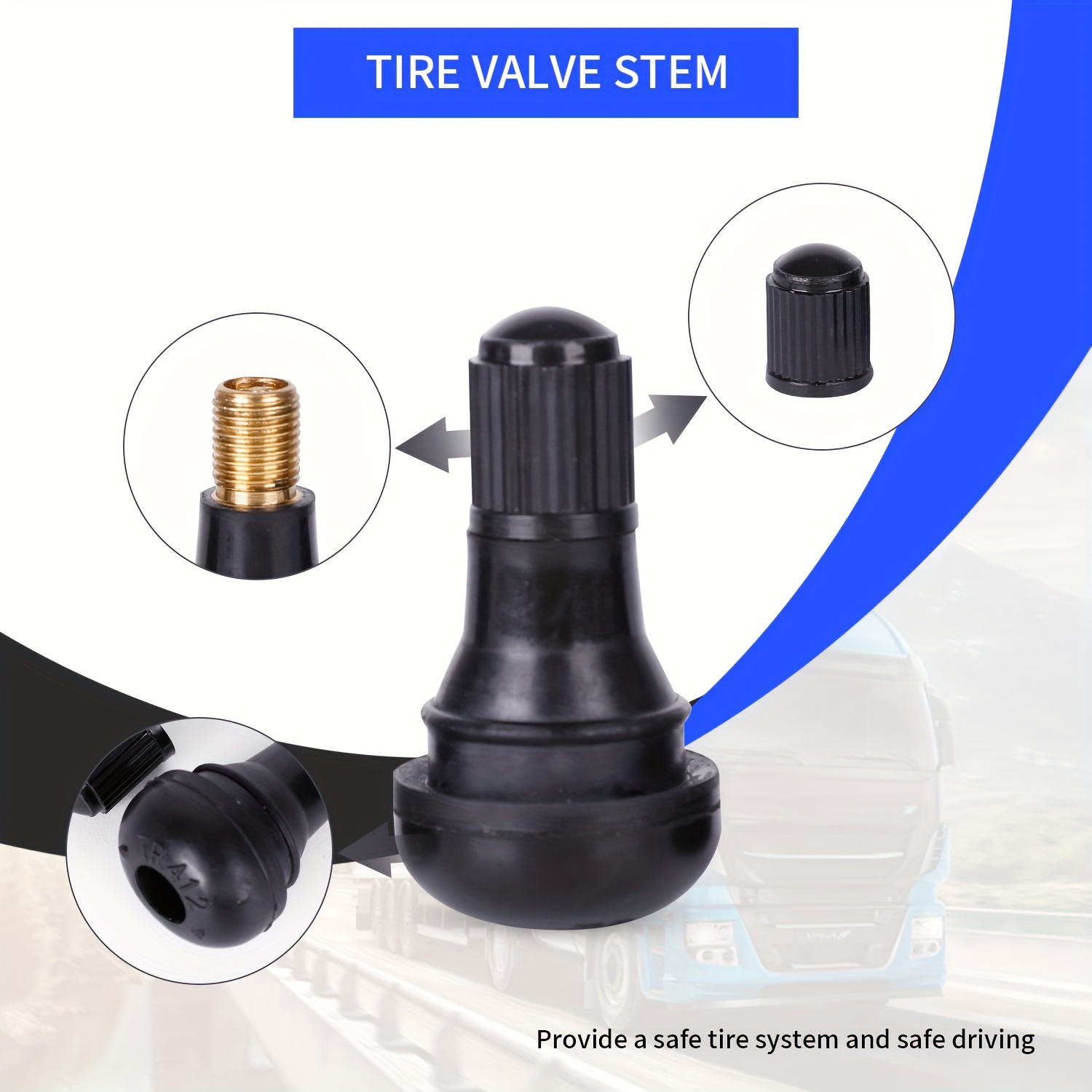 Tire Valve Stems Rubber Black Rubber Snap in Valve Stems - Temu