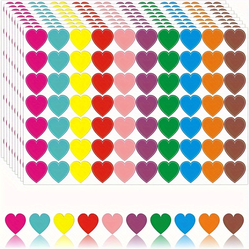

700pcs 10 Colors Heart Stickers, Colorful Coding Labels Sticky Dots Labels Stickers Style Colored Blank Heart Dot Stickers For Office Student Classroom Papers Etc