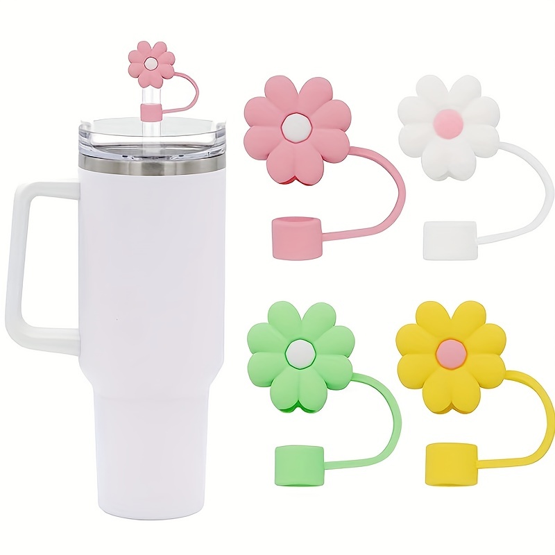 5pcs Straw Tips Cover, Reusable Straw Toppers, Cute Cartoon Flower Silicone  Straw Sleeve Caps, Decorative Straw Caps, For Party Favor Bags,Birthday