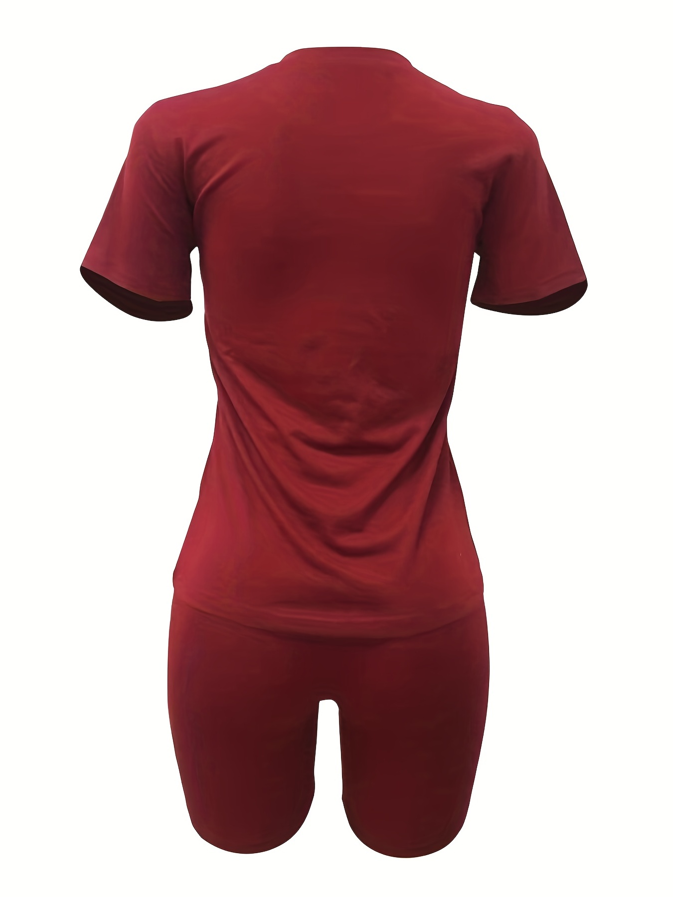 Solid Two-piece Set Short Sleeve T-shirt & High Waist Shorts