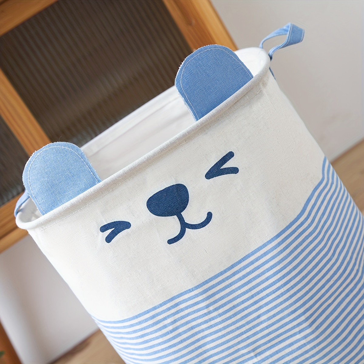 Waterproof Laundry Basket Round Stripe Foldable Cute - Temu