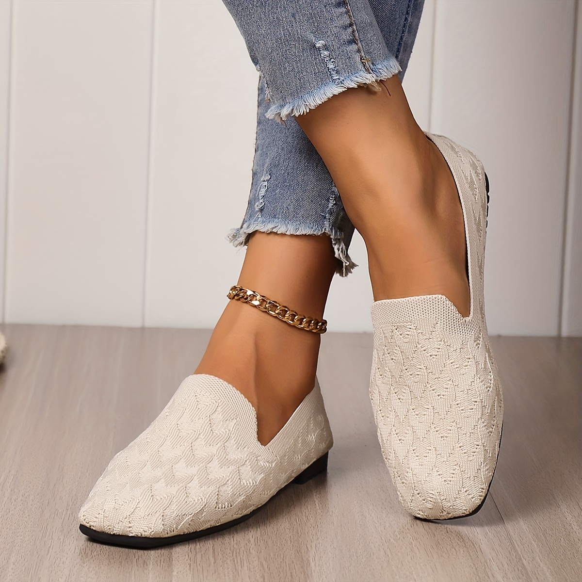 Square Toe Ballet Flats Slip On Shoes Casual & Comfy