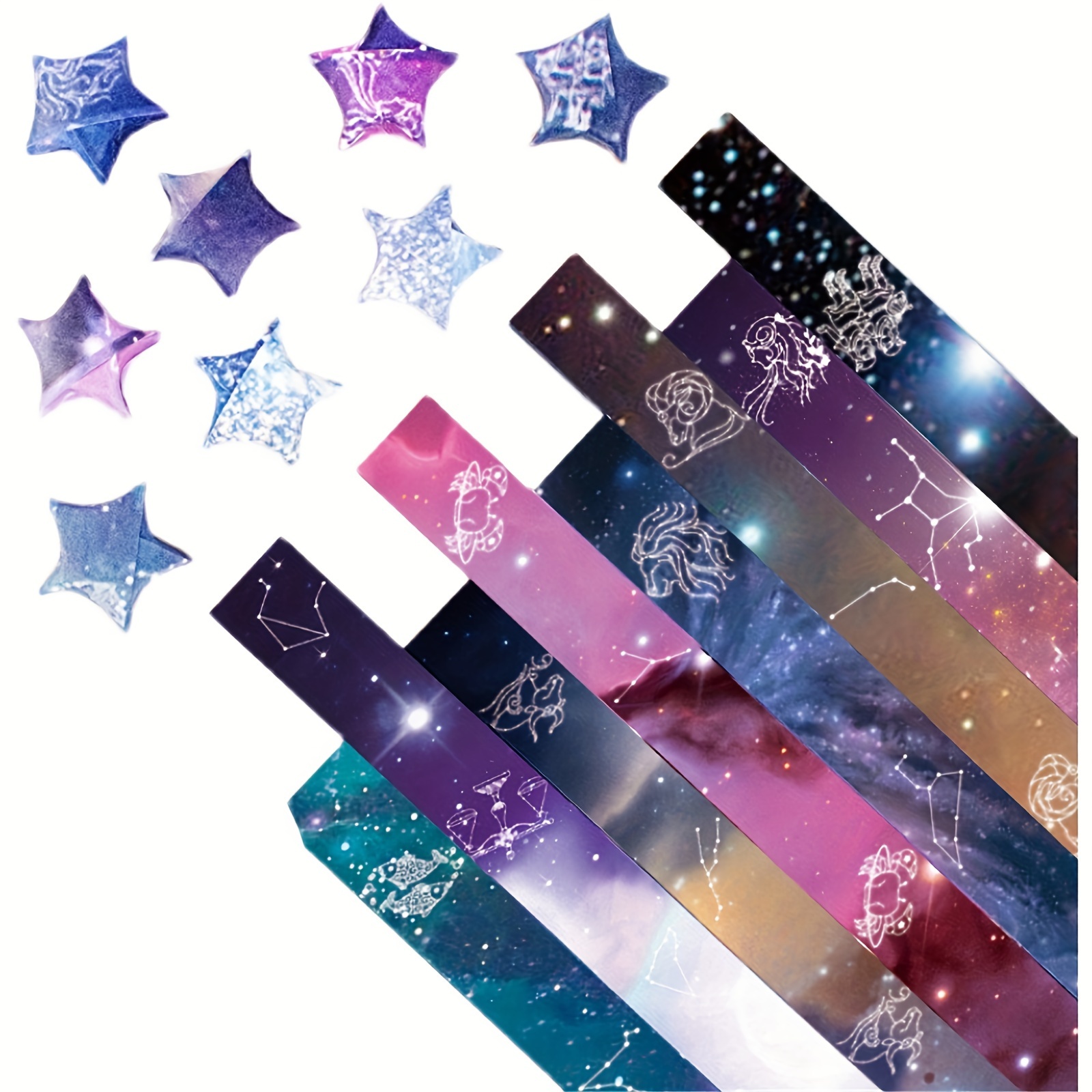 540 Sheets Origami Stars Paper Strips 12 Constellations Printed Folding  Origami Star Paper for DIY Arts Crafting, Handicrafts (Twelve  constellations)