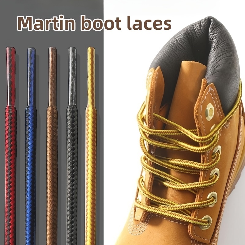 1 Pair 70cm/27.56in-90cm/35.43in-110cm/43.31in-130cm/51.18in Cotton Waxed Shoelaces Solid Color Round Oxford Shoe Laces Boots Laces Waterproof