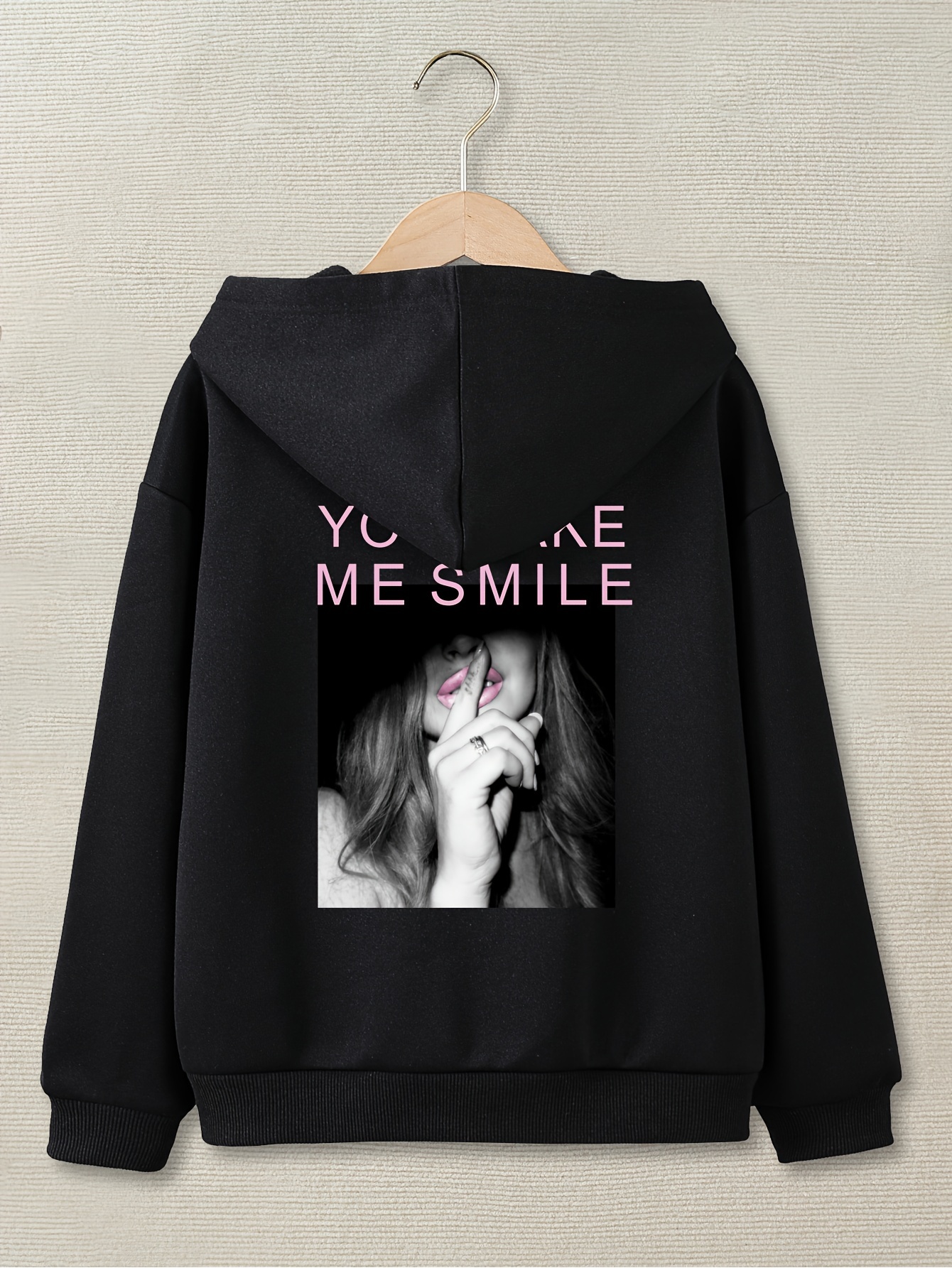 Make Smile Graphic Print Girls Casual Hoodie Sweatshirt Temu