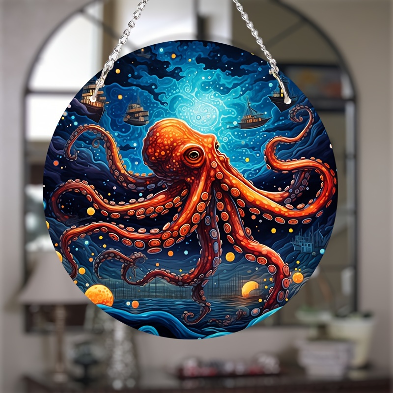 3d Octopus Stained Animal Window Hanging Decor Suncatcher - Temu