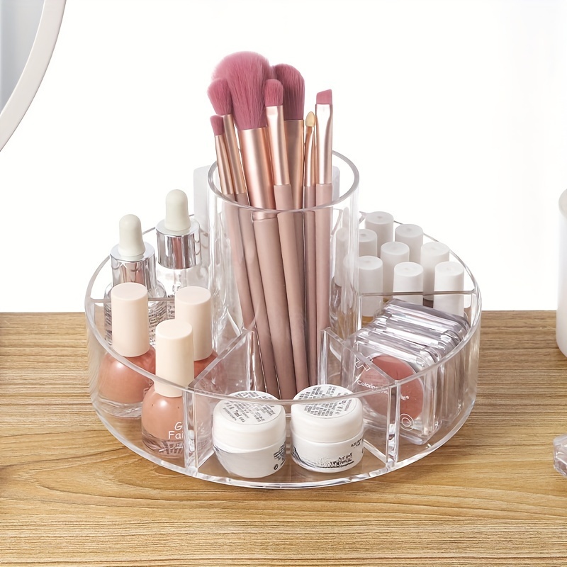 Organizador de cosméticos y maquillaje transparente. Para labiales en  barra, pinceles, frascos y más. Soporte transparente para estantes.