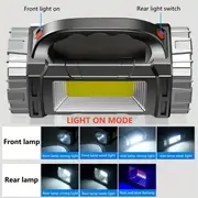1pc solar portable light multi function outdoor led flashlight with cob side light and emergency flashing perfect for camping hiking and emergencies details 5