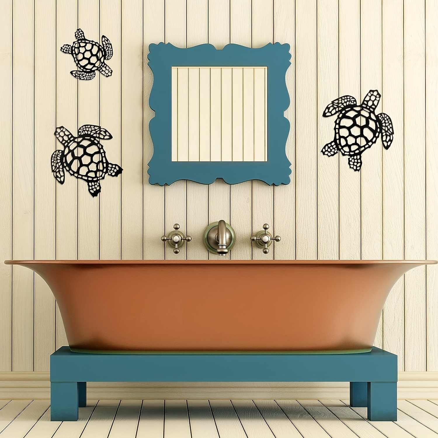 CYNLON Painting Dancing Sea Turtles Accessories Bathroom Decor