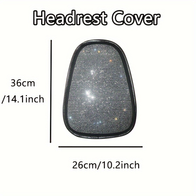 1pc bling car seat cover set sparkly white rhinestone car seat backrest car headrest cover car accessories for women rhinestones car back seat mat details 2