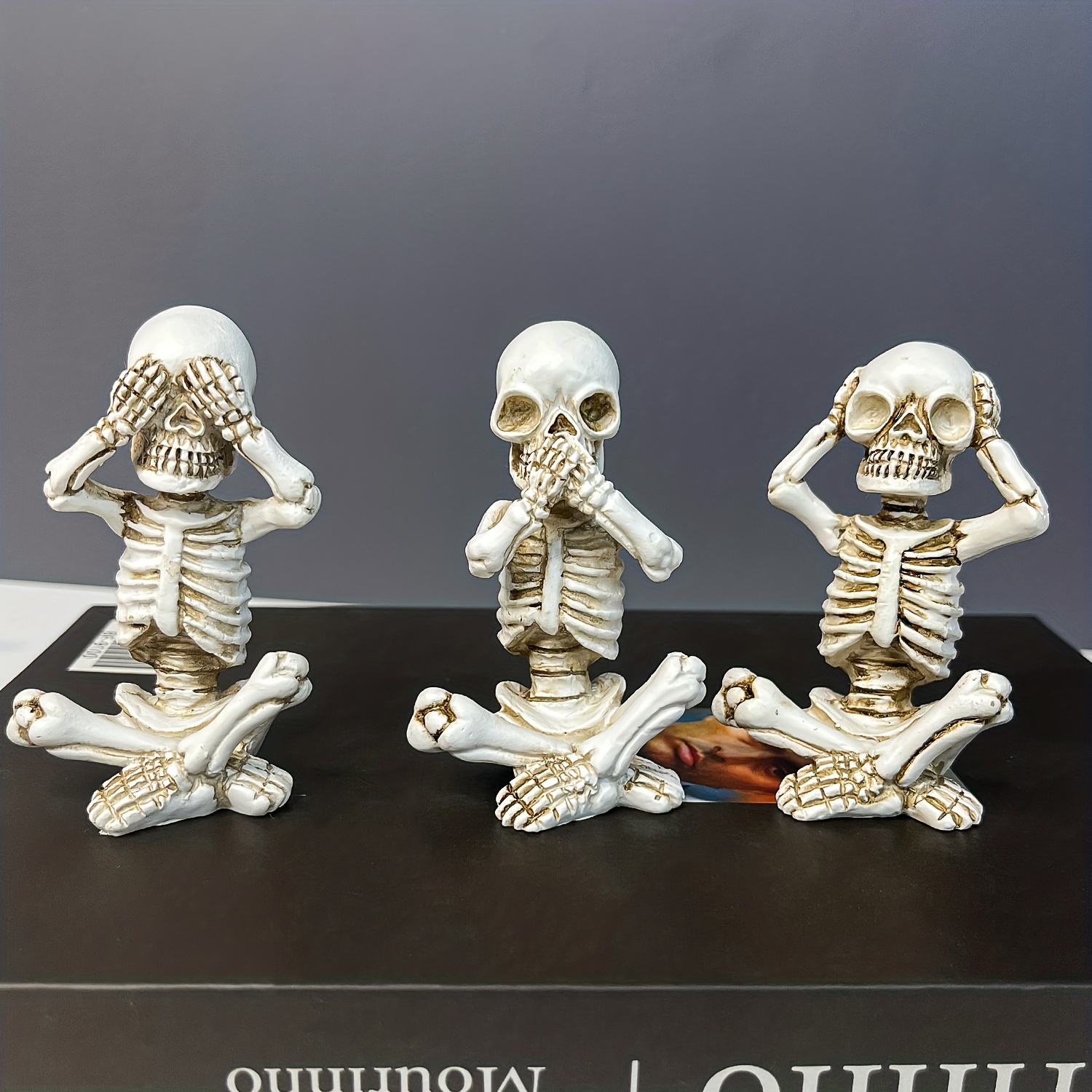 3 Stück Skelett-Figuren Aus Kunstharz, Mini-Skelett-Dekoration,  Totenkopf-Statue, Neuheitswerkzeuge, Staute-Figuren, Lustige  Skelett-Statue