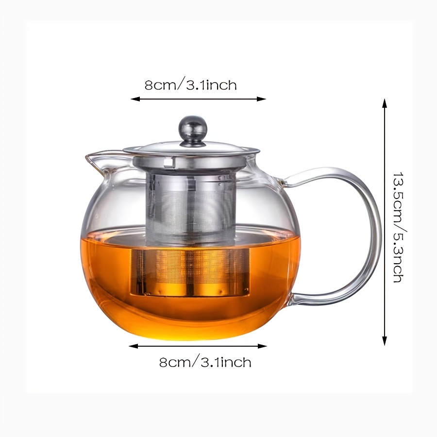 950ml Glass Teapot Heat Resistant Glass Boiling Tea Pot with Removable  Filter,Stovetop Safe Teapot with Anti-scalding Handle Design Tea Kettle