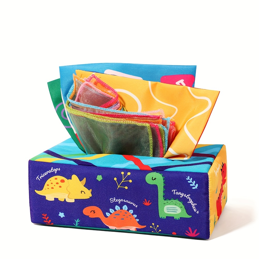 Boîte à mouchoirs pour bébé jouet sensoriel doux coloré papier de jeu pour  tout-petits en peluche 