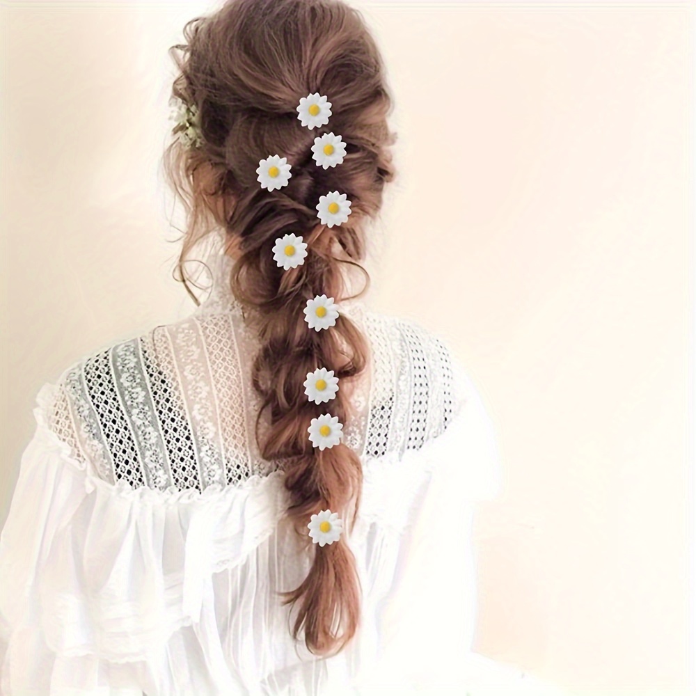 10pcs Daisy Flower Hairpin Hair Accessories For Women