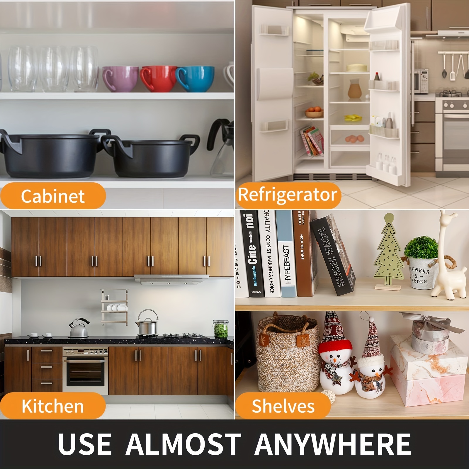 Kitchen Shelf Liner, Non-Slip Cabinet Liner, Washable Oil-Proof for Kitchen