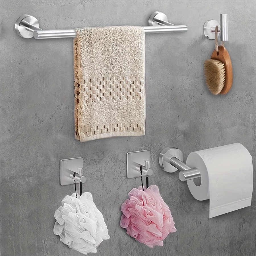 Juego de toalleros para baño, incluye toallero de mano, soporte para papel  higiénico, ganchos para toallas de bata, cepillo de inodoro, kit de