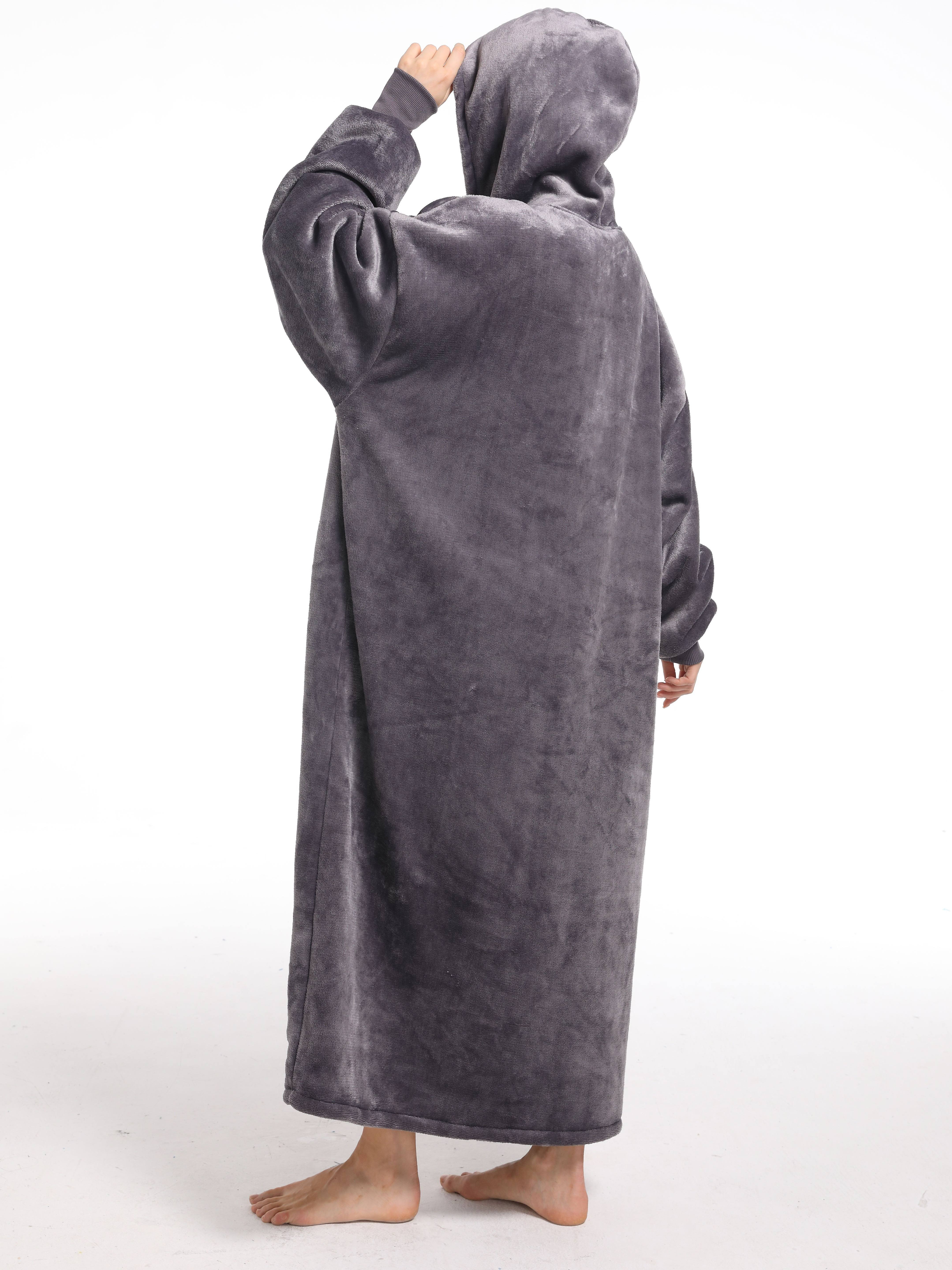 Plus Size Flannel Blanket Hoodie Fluffy Nightgowns Women's - Temu Canada