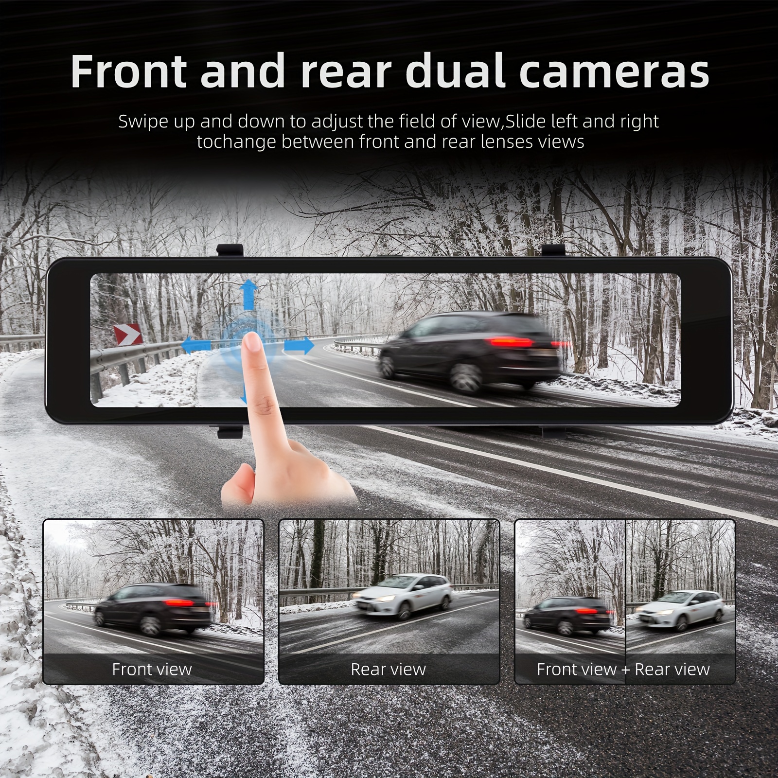 Mirror Dash Cam Wireless CarPlay & Android Auto, 11.26 Dash Cam Front and  Rear Backup Camera Rear View Mirror Smart Screen for Cars & Trucks Night