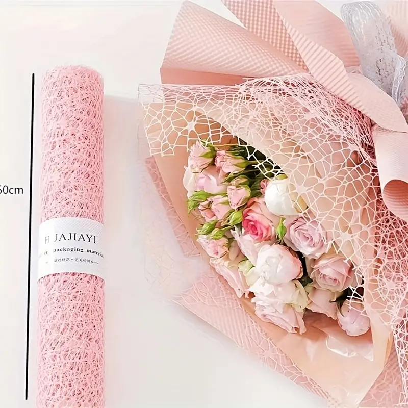 1pc Korean Style Jacquard Hollow Flower Wrapping Paper, 2 Rolls Florist  Bouquet Wraps Flower Arrangements Supplies, 19.75 X 180 Inches