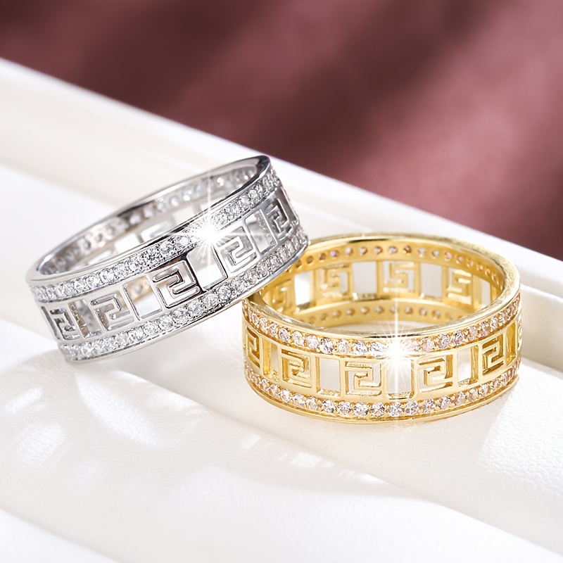 Women's Golden Tone Ring with Zirconia Stones