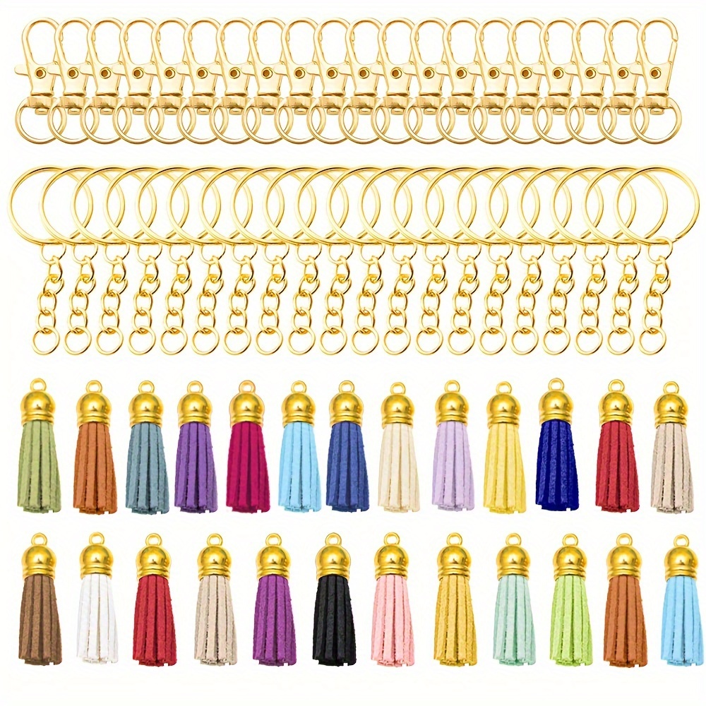 5/10Pcs Silky Tassel Elegant Keychain Tassels with Gold Metal Caps DIY  Crafts Soft Tassel Jewelry Making Key Chain Charms Decor,Yellowish Rice,5PCS