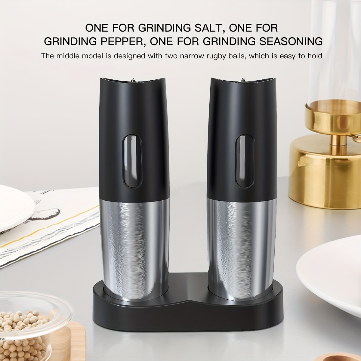 Rechargeable Electric Salt And Pepper Grinder Set With Double Charging  Base, Usb Cable, Automatic Salt Pepper Grinder A