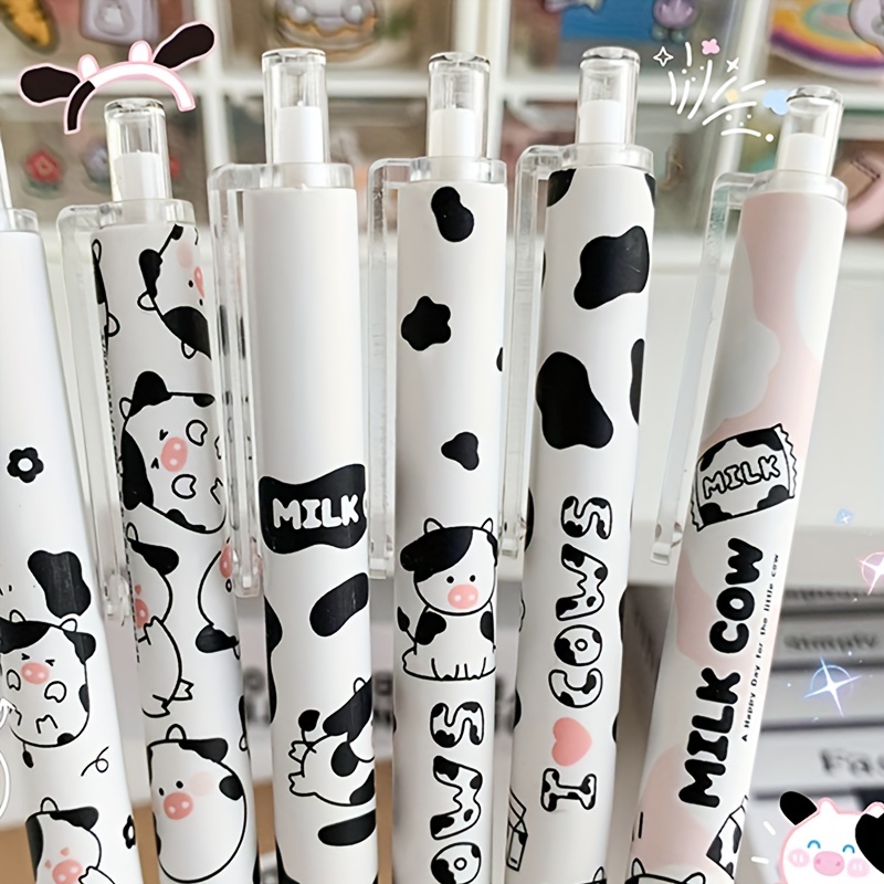 Giant star Cute Milky Cow Pens, Retractable Gel Pens, Black Gel Ink Pens,  0.5mm