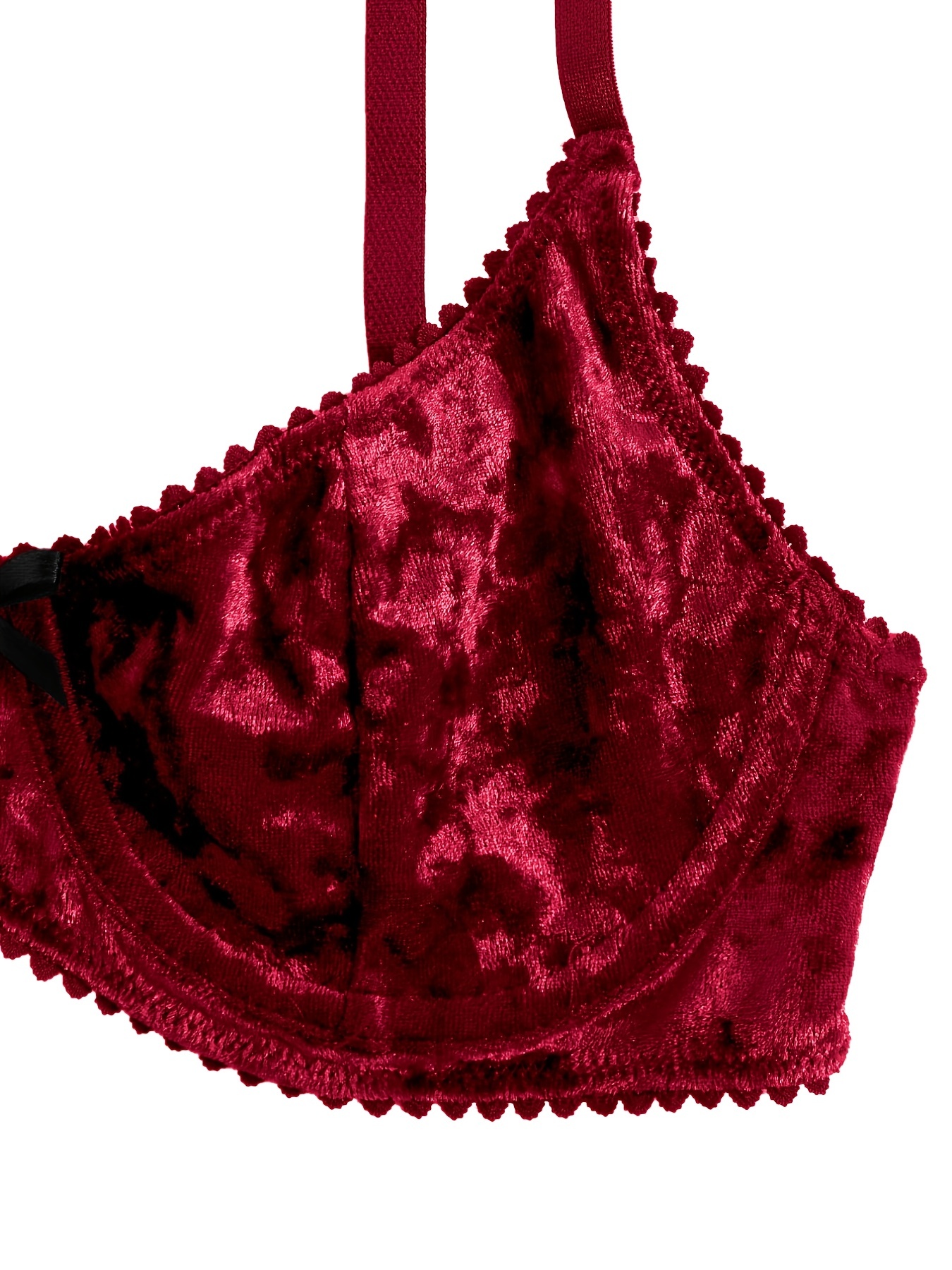 Pink Velvet Bra And Panties Set, Lingerie