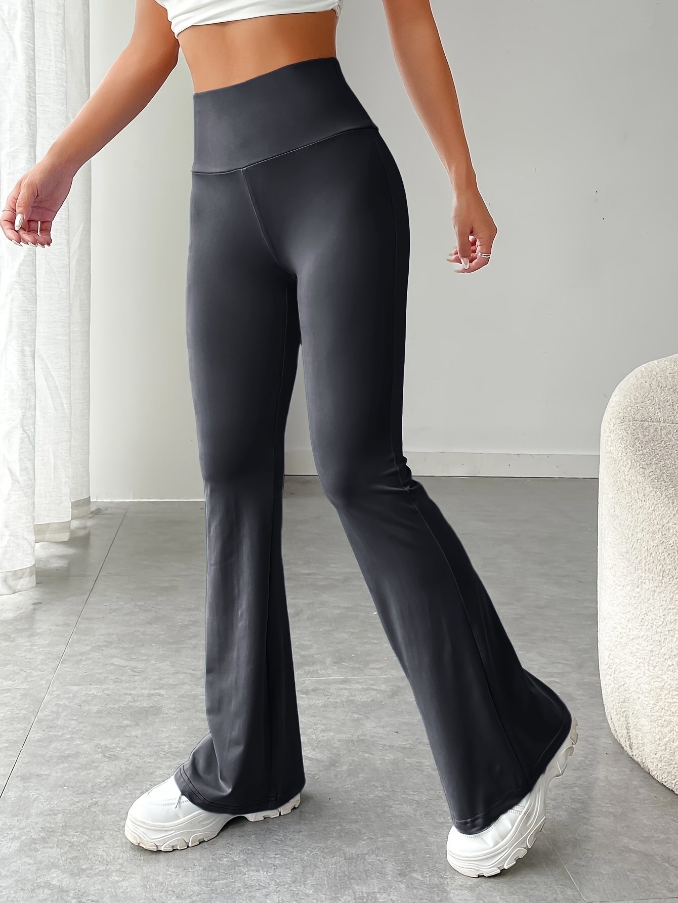 Women's Casual Bootleg Leggings V Crossover High Waisted Flare Workout  Pants,Yoga Pants with Pockets for Women Butt Lifting Wide Leg 