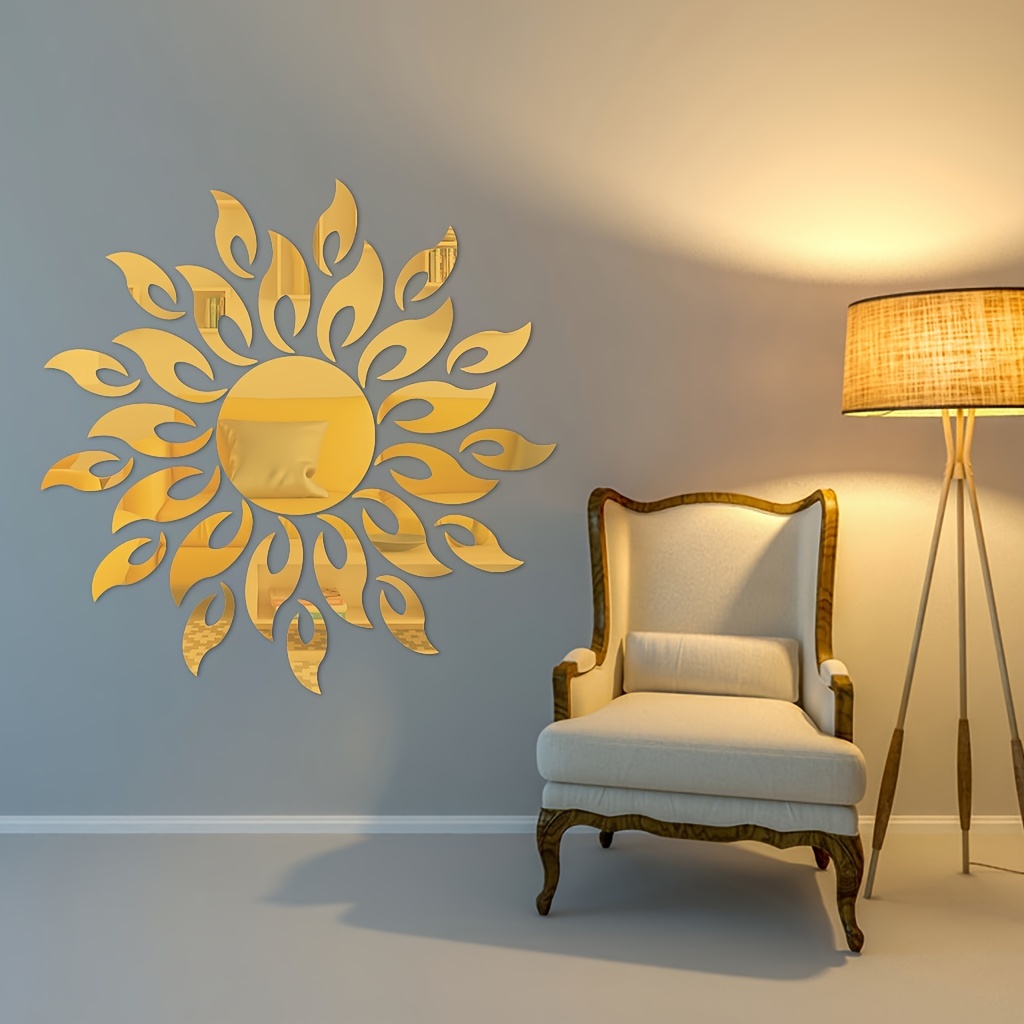 Floral Mirror Wall Stickers Sun Flower Shaped Acrylic Non - Temu Mexico