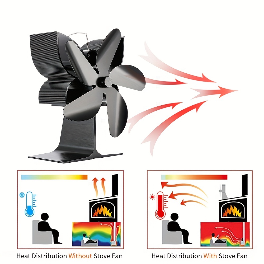 5 Blades Fireplace Fan Wood Stove Fan For Gas Pellet Non - Temu