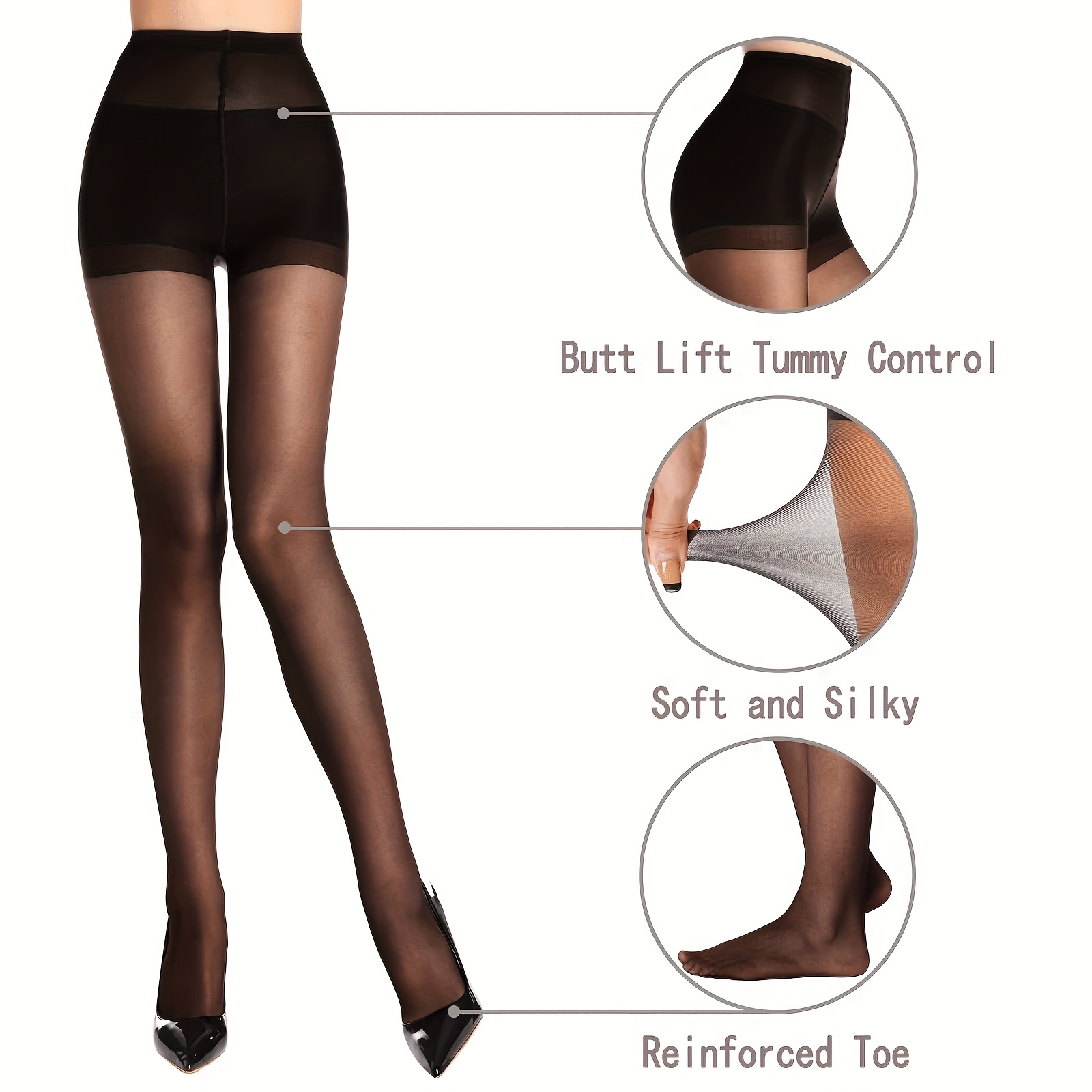 Sheer High Waist Tights Solid Slim Footed Pantyhose Women's - Temu