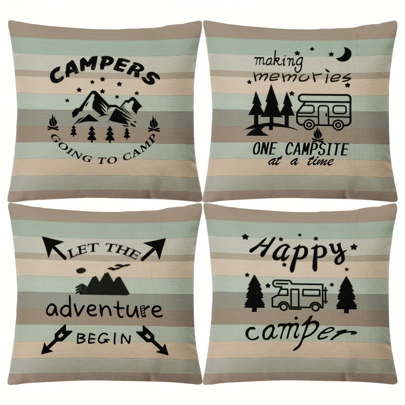 4pcs Funda De Almohada Para Lanzamiento De Impresión De Paisaje De