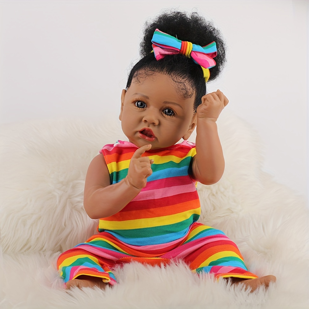 Simulation Bébés Poupée Afro-Américaine Poupée Réaliste Fille Noire Poupée  Afro-Américaine Semblable à la vie Poupée Nouveau-né Poupées
