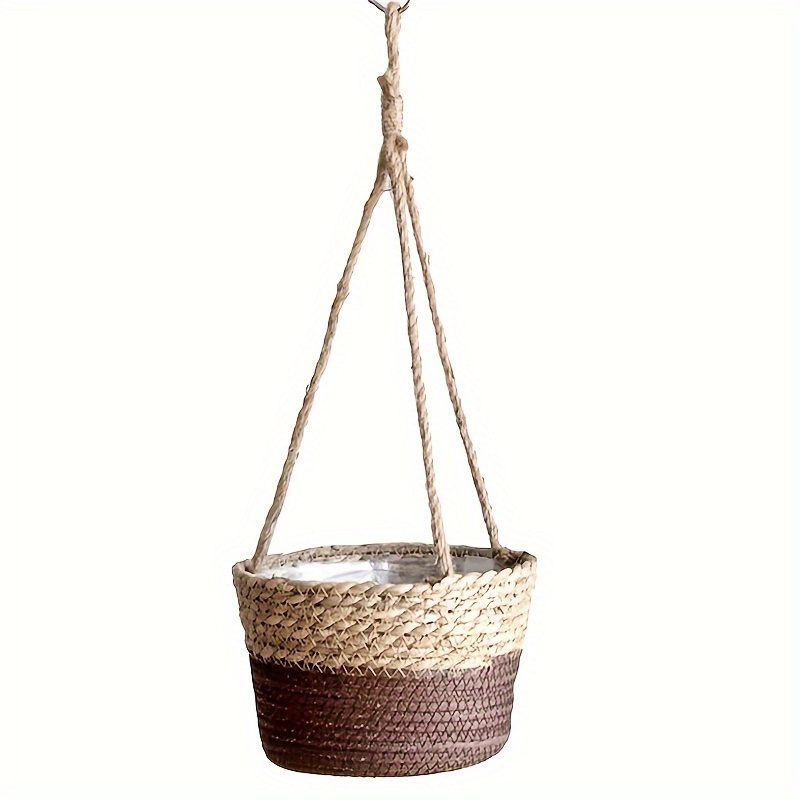 Hanging Planter Plant Storage Basket Garden Jute Rope Woven - Temu ...