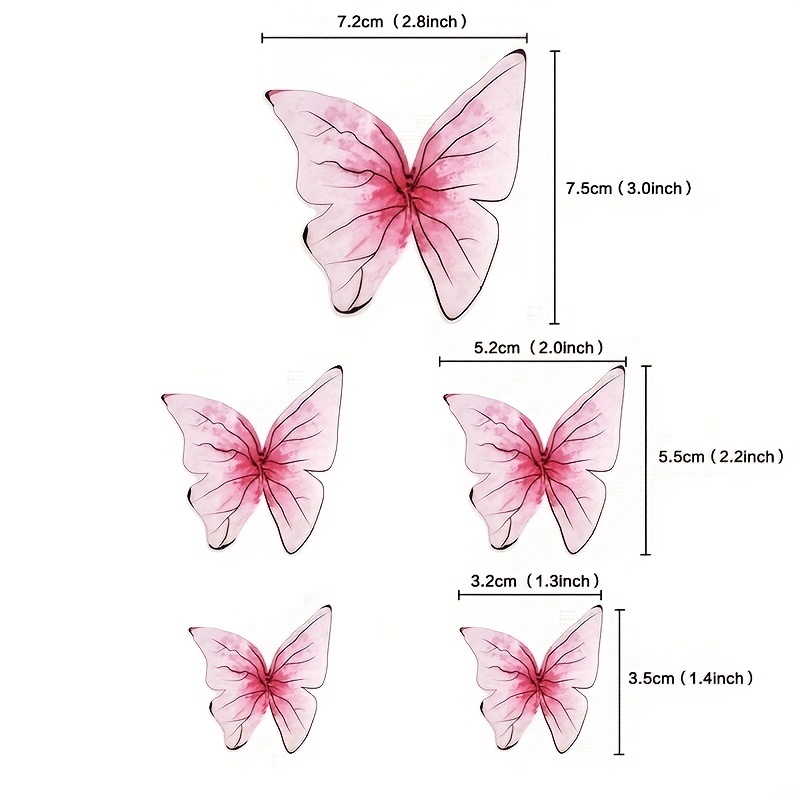 5pcs/set, Decoração de bolo de borboleta de papel plástico