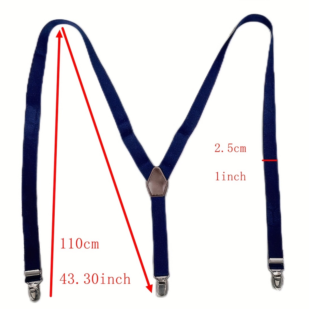 Navy Blue Solid Suspender - Adjustable Elastic Y Back & Strong Clip for  Men/Women