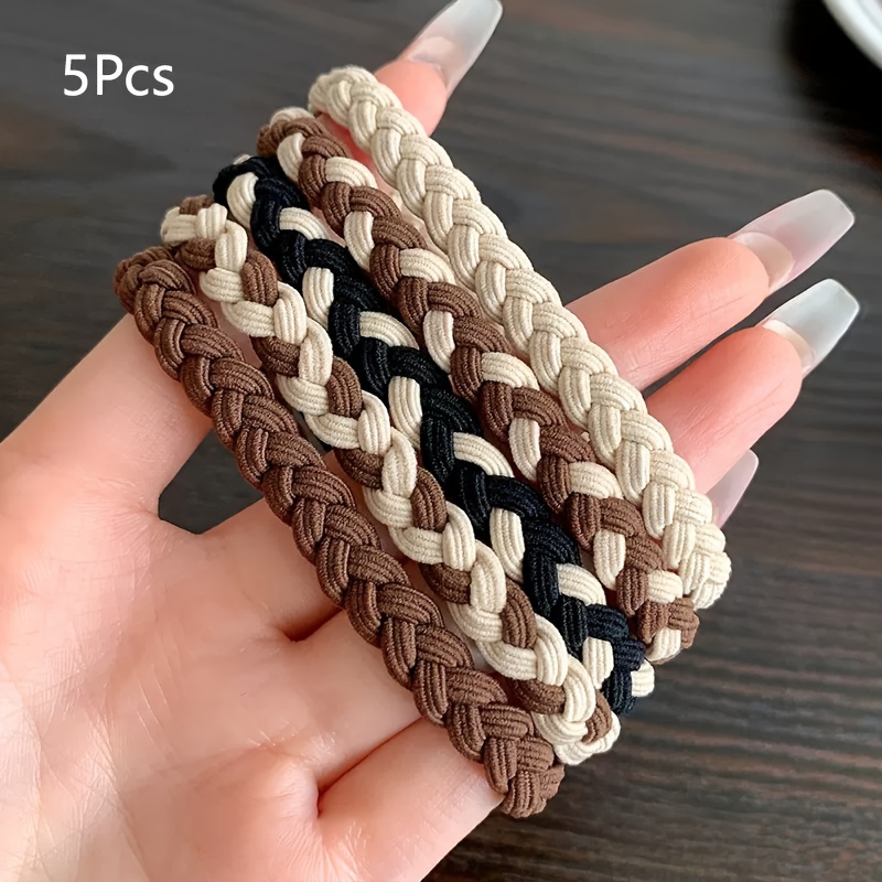 5pcs Boho Chic Hair Tie &amp; Bracelet Set - Soft, Stretchy, No-Damage Elastic Bands for Women - Perfect for Ponytails, Sports &amp; Casual Attire