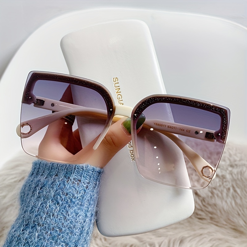Randlose Sonnenbrille Rechteckig Mode Metallschattierungen - Temu