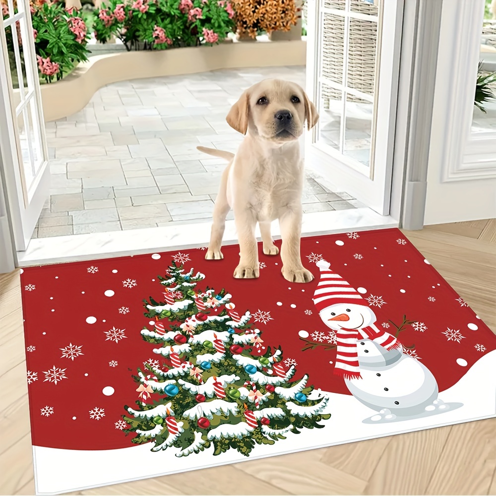 Front Door Mat, Absorbent Long Door Entry Mats, Doormats Indoor/Outdoor  Entrance Rugs, Winter Holiday Cute Snowman Christmas Pine Tree Snowflake
