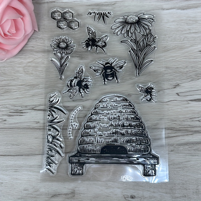 

1pc Transparent Rubber Seal Stamps Retro Rubber Clear Stamp For Cards Making Diy Scrapbooking Photo Journal Album Decoration Honeybee Stamp
