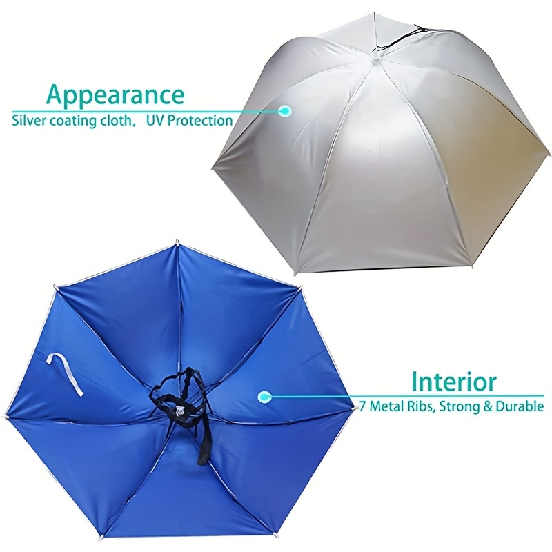 Fishing Umbrella Hat, Adjustable Head Umbrella Foldable UV Protection Umbrella  Cap for Adults Kids Golf Camping Beach Gardening Sunshade Outdoor 