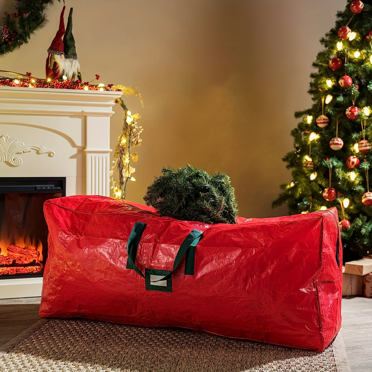 Jumbo Sac de rangement et d'élimination pour sapin de Noël jusqu'à 2,7 m,  sac en plastique biodégradable et recyclable