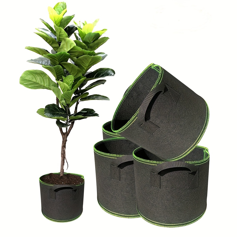 24/7 Garden 3-Gallon Grow Bags / Fabric Pots / Flower Planters (Black)  (5-Pack)