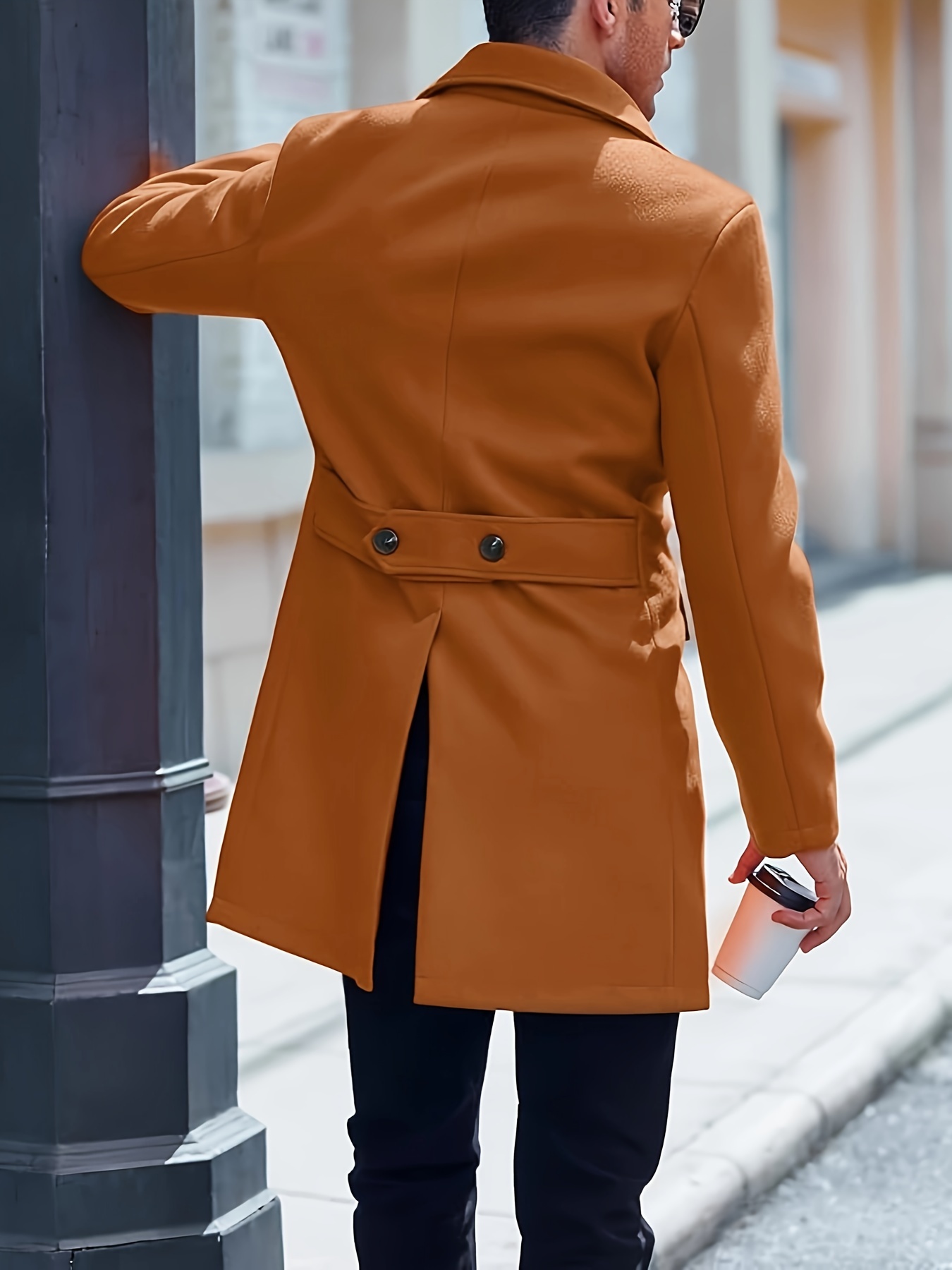 Gabardina formal para hombre, chaqueta larga con doble botonadura