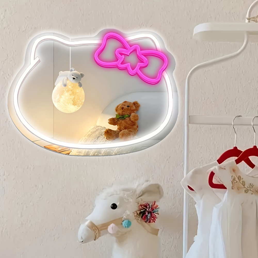 Hello Kitty, Wall Decor, Hello Kitty Neon Dimmable Illuminated Wall  Mirror