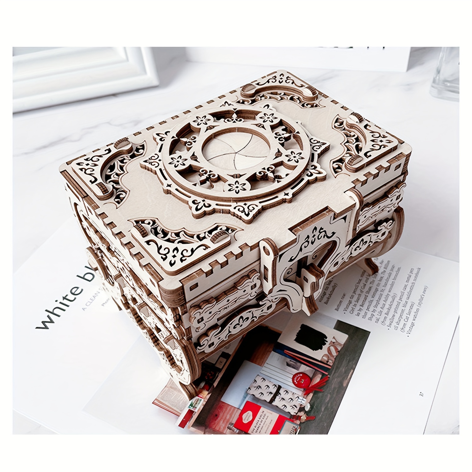 3d Wooden Puzzle Mechanical Treasure Box Wooden Creative - Temu