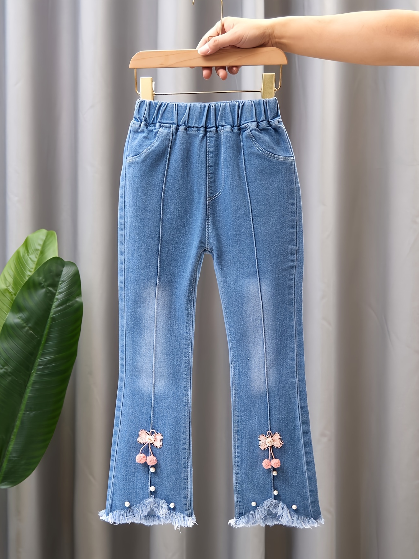 Japan Sweet High Waist Jeans Women's Cute Bear Embroidery Kawaii Wide Leg  Pants Female Vintage Clothing Loose Love Lace Trouser