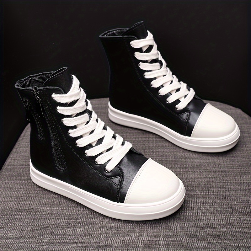 Fall Aesthetic White Faux Leather Soft Bottom Skate Shoes - Temu