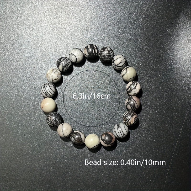 Natural Stone Bracelet Black Web Stone Bracelet, Suitable For Men And Women  For Daily Jewelry - Temu